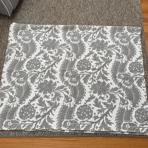 Four Pottery Barn cotton curtains panels 50x84 in gray & white Maris floral